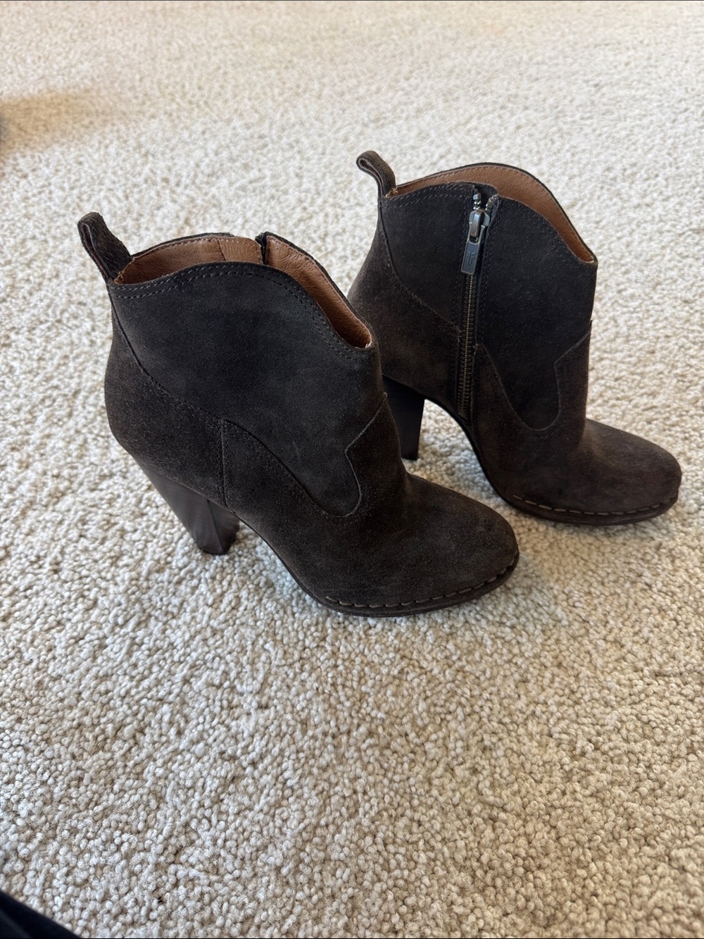 Frye Women's Olive Brown/green Suede Ankle Boots with Heel